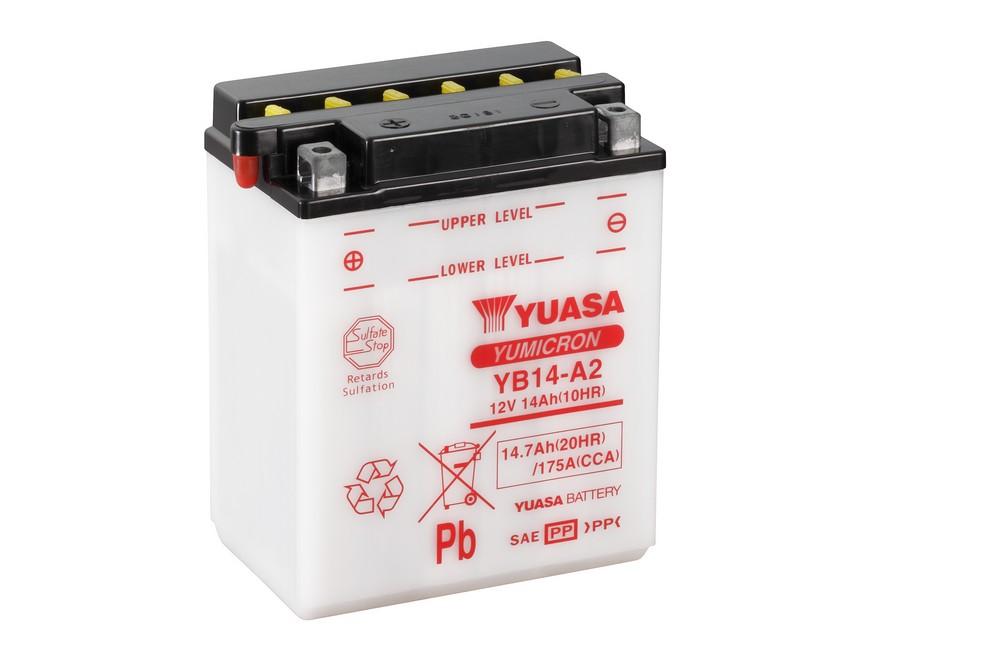 Batteria auto YUASA Moto YB14 A2 CCA PIOMBO 12V 14Ah 175A